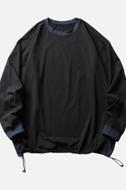 Style Core Aesthetics, New Style Trends Patchwork Drawstring Long-Sleeve Tee