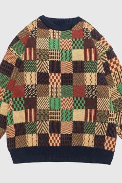 Style Core Aesthetics, New Style Trends Patchwork Knit Sweater