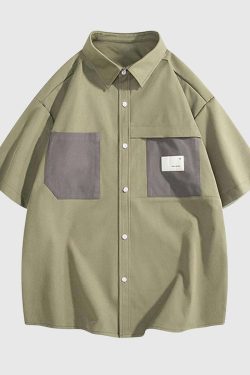 Style Core Aesthetics, New Style Trends Patchwork Pocket Cotton Shirts