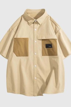 Style Core Aesthetics, New Style Trends Patchwork Pocket Cotton Shirts