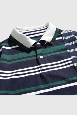 Style Core Aesthetics, New Style Trends Patchwork Striped Polo Shirt