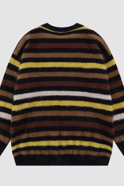 Style Core Aesthetics, New Style Trends Pentagram Pattern Striped Fuzzy Sweater