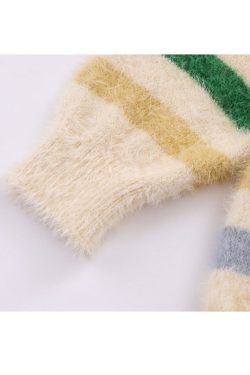 Style Core Aesthetics, New Style Trends Pentagram Pattern Striped Fuzzy Sweater