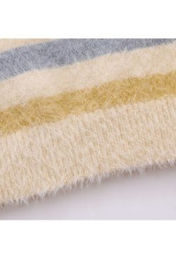 Style Core Aesthetics, New Style Trends Pentagram Pattern Striped Fuzzy Sweater