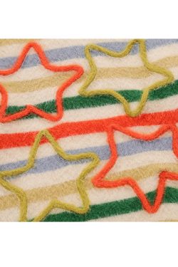 Style Core Aesthetics, New Style Trends Pentagram Pattern Striped Fuzzy Sweater