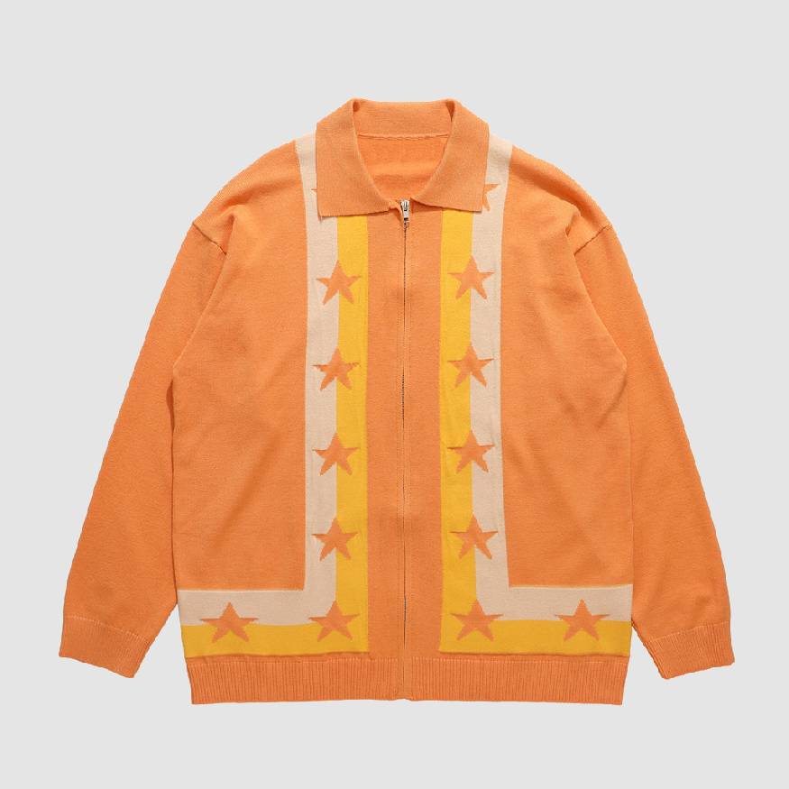 Style Core Aesthetics, New Style Trends Pentagram Striped Collared Cardigan Sweater Style Core Aesthetics, New Style Trends Pentagram Striped Collared Cardigan Sweater