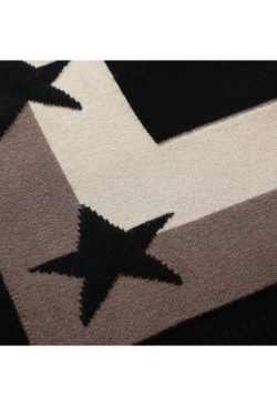 Style Core Aesthetics, New Style Trends Pentagram Striped Collared Cardigan Sweater