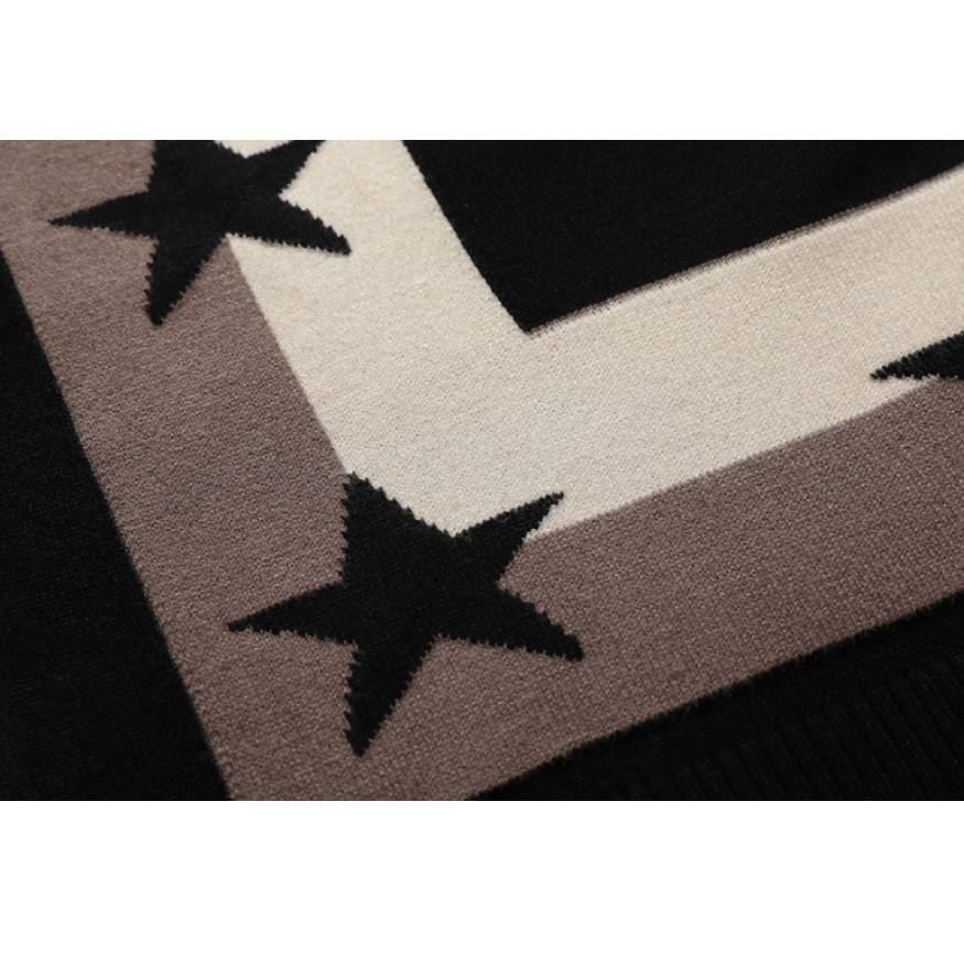 Style Core Aesthetics, New Style Trends Pentagram Striped Collared Cardigan Sweater Style Core Aesthetics, New Style Trends Pentagram Striped Collared Cardigan Sweater