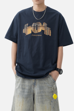 Style Core Aesthetics, New Style Trends Plaid Graphic Cotton T-Shirt