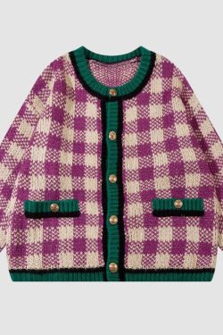 Style Core Aesthetics, New Style Trends Plaid Knit Cardigans