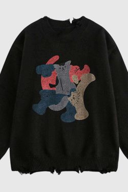 Style Core Aesthetics, New Style Trends Playful Boxing Cats Sweater