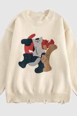 Style Core Aesthetics, New Style Trends Playful Boxing Cats Sweater