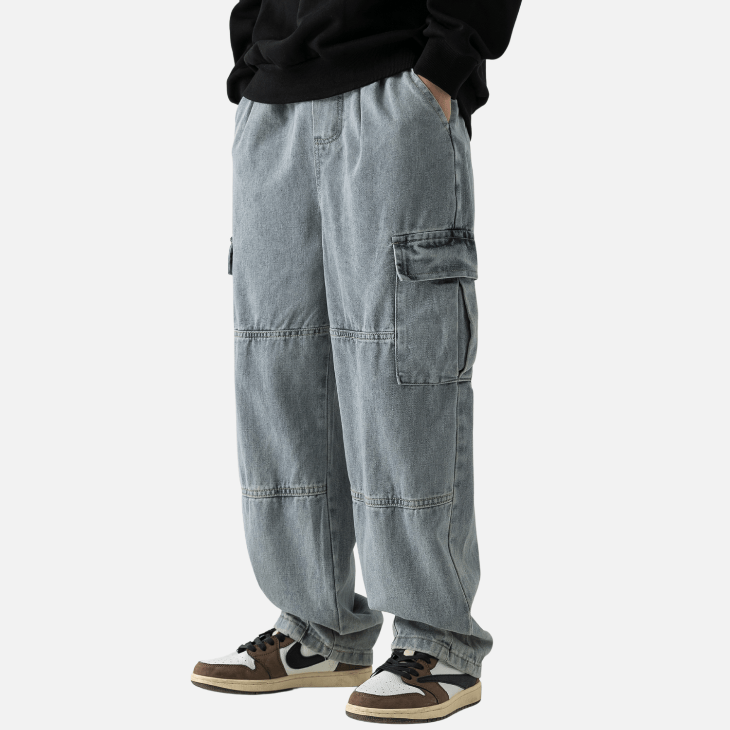 Style Core Aesthetics, New Style Trends Pocket Patchwork Design Cargo Jeans Style Core Aesthetics, New Style Trends Pocket Patchwork Design Cargo Jeans