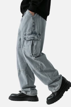Style Core Aesthetics, New Style Trends Pocket Patchwork Design Cargo Jeans