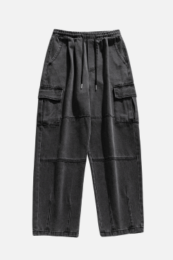 Style Core Aesthetics, New Style Trends Pocket Patchwork Design Cargo Jeans