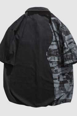 Style Core Aesthetics, New Style Trends Print Patchwork Shirts