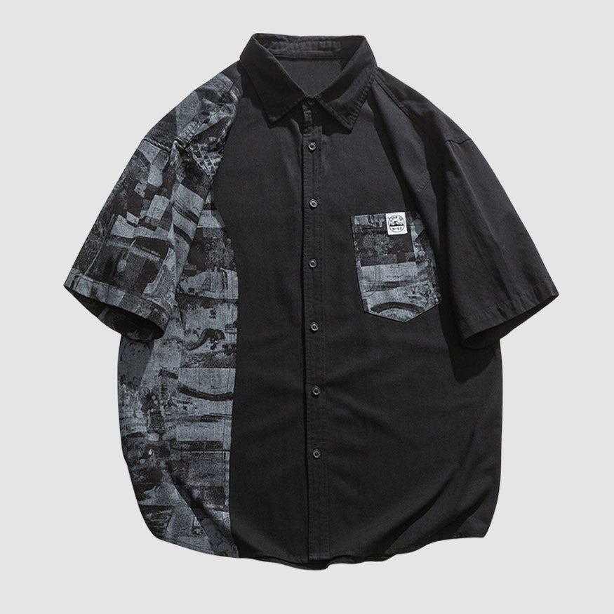 Style Core Aesthetics, New Style Trends Print Patchwork Shirts Style Core Aesthetics, New Style Trends Print Patchwork Shirts