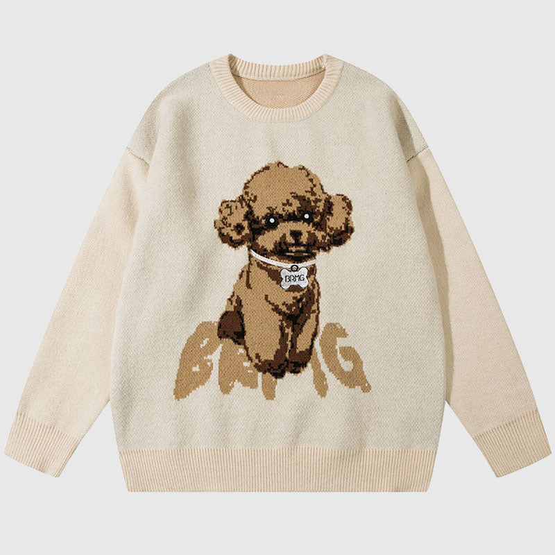 Style Core Aesthetics, New Style Trends Puppy Pattern Embroidered Pullover Style Core Aesthetics, New Style Trends Puppy Pattern Embroidered Pullover