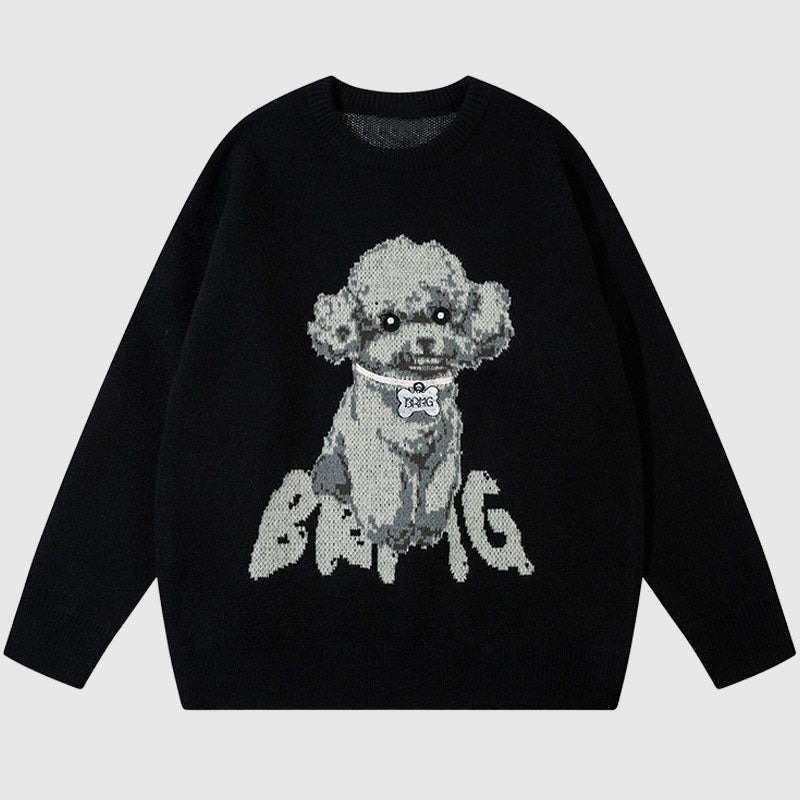 Style Core Aesthetics, New Style Trends Puppy Pattern Embroidered Pullover Style Core Aesthetics, New Style Trends Puppy Pattern Embroidered Pullover