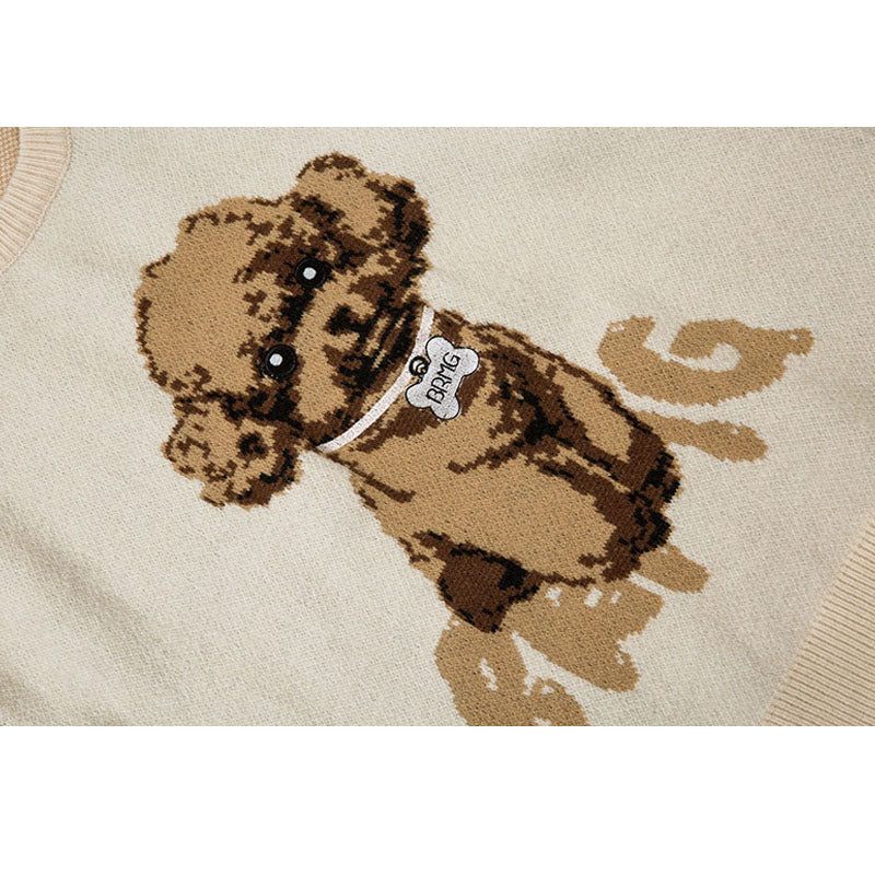 Style Core Aesthetics, New Style Trends Puppy Pattern Embroidered Pullover Style Core Aesthetics, New Style Trends Puppy Pattern Embroidered Pullover