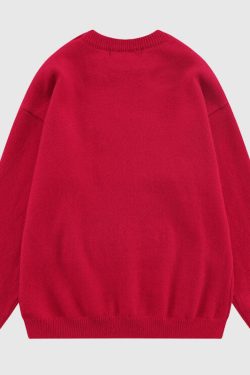 Style Core Aesthetics, New Style Trends Rabbit Pattern Embroidered Pullover