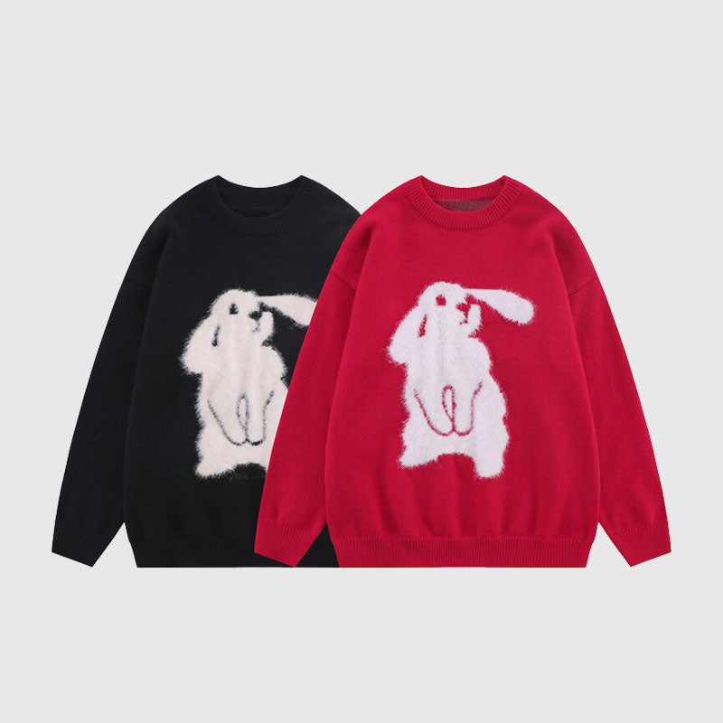 Style Core Aesthetics, New Style Trends Rabbit Pattern Embroidered Pullover Style Core Aesthetics, New Style Trends Rabbit Pattern Embroidered Pullover