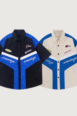Style Core Aesthetics, New Style Trends Racing Patchwork Shirt