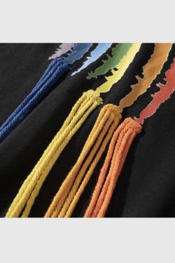 Style Core Aesthetics, New Style Trends Rainbow Printed Tassel Decor Tee