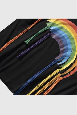 Style Core Aesthetics, New Style Trends Rainbow Printed Tassel Decor Tee