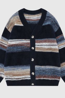 Style Core Aesthetics, New Style Trends Rainbow Striped Gradient Cardigan