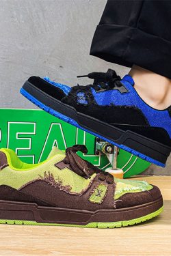 Style Core Aesthetics, New Style Trends Raw-Edge Contrast Color Skate Shoes