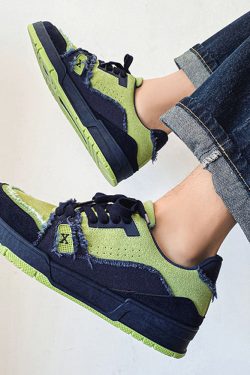 Style Core Aesthetics, New Style Trends Raw-Edge Contrast Color Skate Shoes