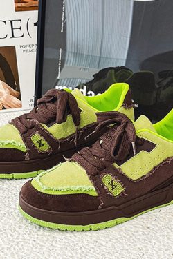 Style Core Aesthetics, New Style Trends Raw-Edge Contrast Color Skate Shoes