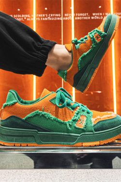 Style Core Aesthetics, New Style Trends Raw-Edge Contrast Color Skate Shoes