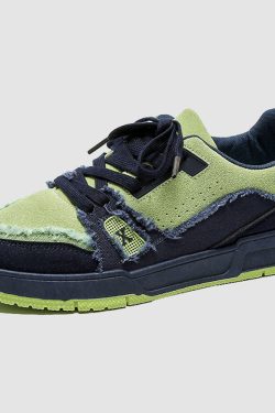 Style Core Aesthetics, New Style Trends Raw-Edge Contrast Color Skate Shoes