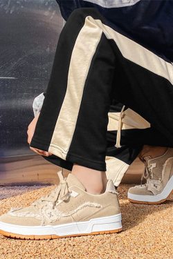 Style Core Aesthetics, New Style Trends Raw-Edge Contrast Color Skate Shoes