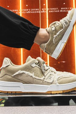 Style Core Aesthetics, New Style Trends Raw-Edge Contrast Color Skate Shoes