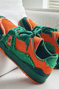 Style Core Aesthetics, New Style Trends Raw-Edge Contrast Color Skate Shoes