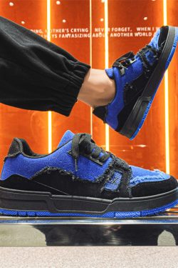 Style Core Aesthetics, New Style Trends Raw-Edge Contrast Color Skate Shoes