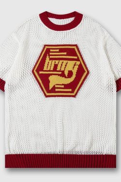 Style Core Aesthetics, New Style Trends Red Crest White Knit Sweater