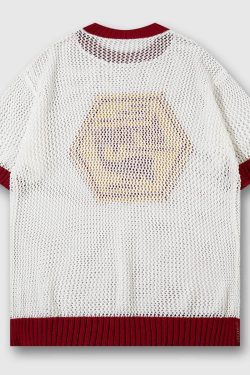 Style Core Aesthetics, New Style Trends Red Crest White Knit Sweater