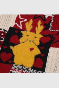 Style Core Aesthetics, New Style Trends Reindeer Patchwork Christmas Sweater