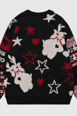 Style Core Aesthetics, New Style Trends Reindeer Patchwork Christmas Sweater