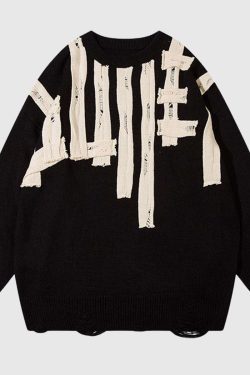 Style Core Aesthetics, New Style Trends Retro Abstract Striped Sweater