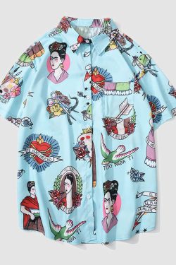 Style Core Aesthetics, New Style Trends Retro Cartoon Character Shirt