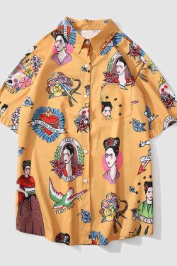 Style Core Aesthetics, New Style Trends Retro Cartoon Character Shirt