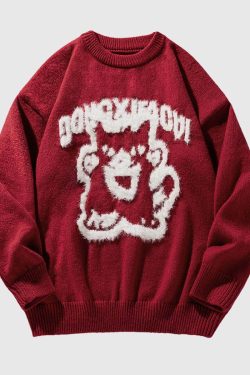 Style Core Aesthetics, New Style Trends Retro Cartoon Knit Sweater