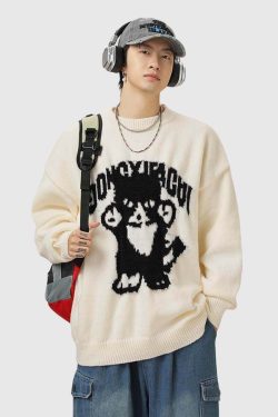 Style Core Aesthetics, New Style Trends Retro Cartoon Knit Sweater