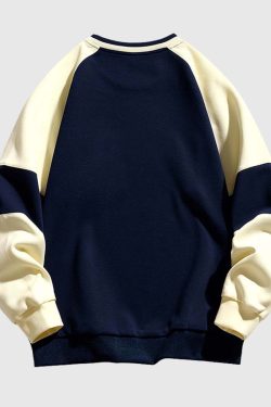 Style Core Aesthetics, New Style Trends Retro Colorblock Raglan Sweatshirt