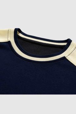 Style Core Aesthetics, New Style Trends Retro Colorblock Raglan Sweatshirt